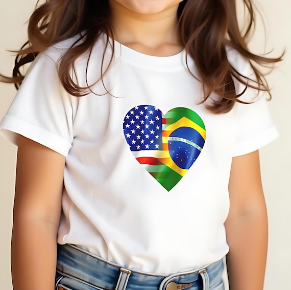 Brazil USA Heart Shirt for Kids – Cute Bicultural Pride Tee for Dual Citizens brasil t shirt