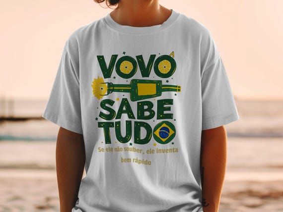 Funny Portuguese Grandfather T-Shirt, Vovo Sabe Tudo Tee, Portuguese Humor Shirt, Fun Gift for Grandad, Brazil Flag Shirt