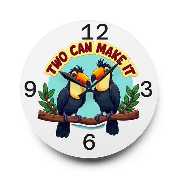 Toucan Acrylic Wall Clock, Tropical Home Decor
