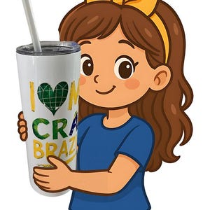 Vaso térmico de acero inoxidable con tapa y pajita de temática brasileña: un regalo ideal para los amantes de los viajes.