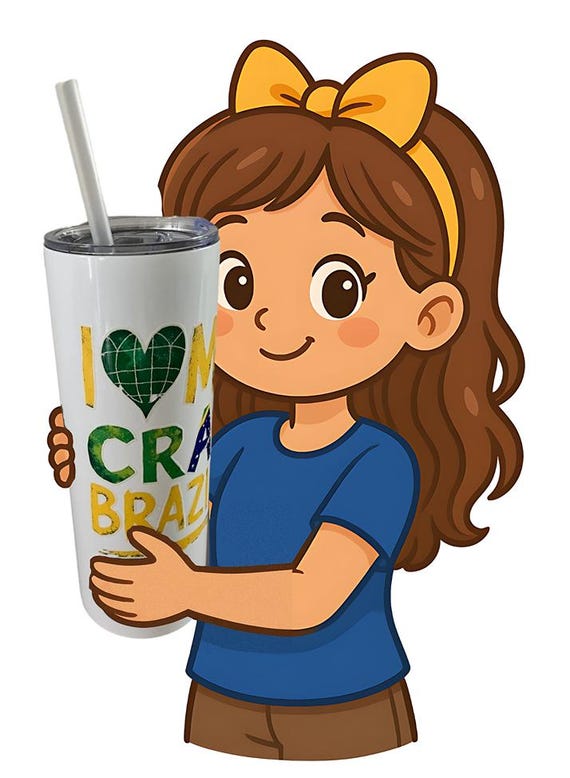 Brazil-Themed Insulated Stainless Steel Tumbler with Lid and Straw - Brazilian Gift Idea for Travel Lovers