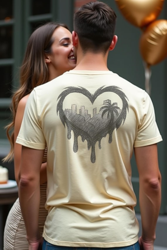Dripping heart skyline t shirt palm tree cityscape graphic tee urban sketch art shirt bohemian summer style graphic heart brasil t shirt