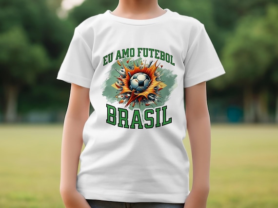 Brazil Soccer Fan T-Shirt, I Love Football T-Shirt, Eu Amo Futebol T-Shirt, Brazil Sports Shirt, Vibrant Soccer Tee, Brazilian Pride Shirt