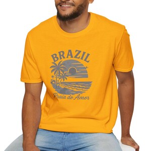 Brasilien-Sonnenuntergang-Strand-Shirt - Praia do Amor Tropisches Ferien-Andenken-T-Stück für Sommer-Reise-Brasil-T-Shirt