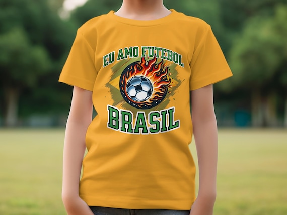 Eu Amo Futebol Brasil T-Shirt, Brazil Soccer T-Shirt, Brazilian Pride Tee, Football Lover Shirt, Soccer Fan Gift, Flaming Soccer Ball