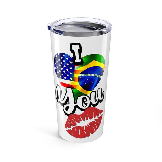 Brazil USA Tumbler 20oz Insulated Stainless Steel Cup with Lid and Straw