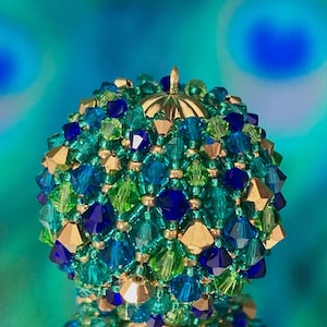 Peacock beaded Christmas ornament jeweled Christmas ball ornaments crystal suncatcher car window teal blue gold
