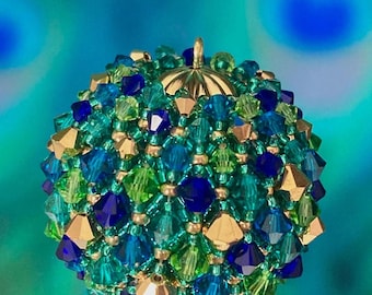 Pfau Perlen Weihnachtsschmuck Weihnachtsschmuck Ball Ornamente Kristall Suncatcher Autofenster blau blau gold