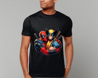 Deadpool y Wolverine abrazándose