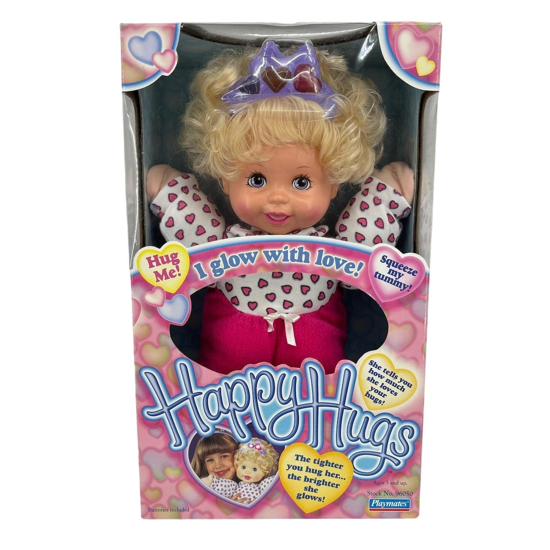 Vintage 1998 Playmates Happy Hugs Doll Hug Me I Glow Giggles Talks 14 ...