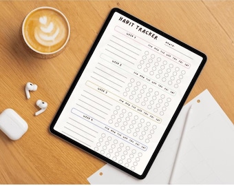 Minimalist Habit Tracker Printable | Monthly Digital Download | Aesthetic Weekly Routine & Self Care Planner | Bullet Journal Template PDF