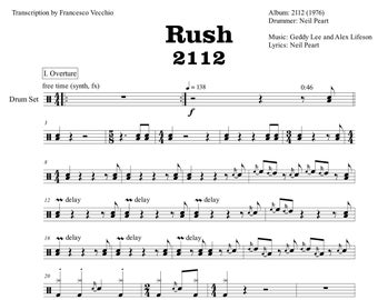 Rush - 2112 (Drum Sheet Music)