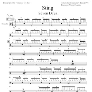 Sting - Seven Days (Drum Sheet Music)