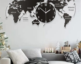 Weltkarte Wanduhr 3d Design für Schlafzimmer und Wohnzimmer