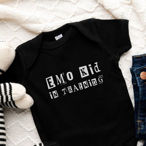 emo kid in training baby/toddler shirt, goth baby gift, emo baby gift, elder emo pregnancy announcement, emo newborn gift, goth toddler