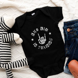 emo kid in training baby/toddler shirt, goth baby gift, emo baby gift, elder emo pregnancy announcement, emo newborn gift, goth toddler