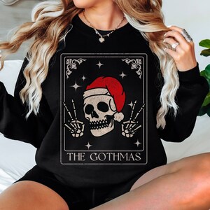 skeleton christmas sweatshirt, spooky christmas, witchy christmas, merry gothmas, creepy christmas, goth christmas, emo gothic christmas