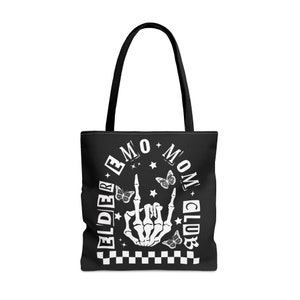 elder emo mom club tote bag, elder emo gifts, gift for emo, emo accessories, emo bag, emo tote bag