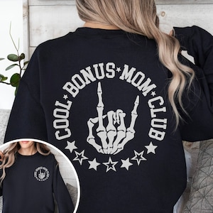 cool bonus mom front and back crewneck sweatshirt, step mom gift, stepmom sweatshirt