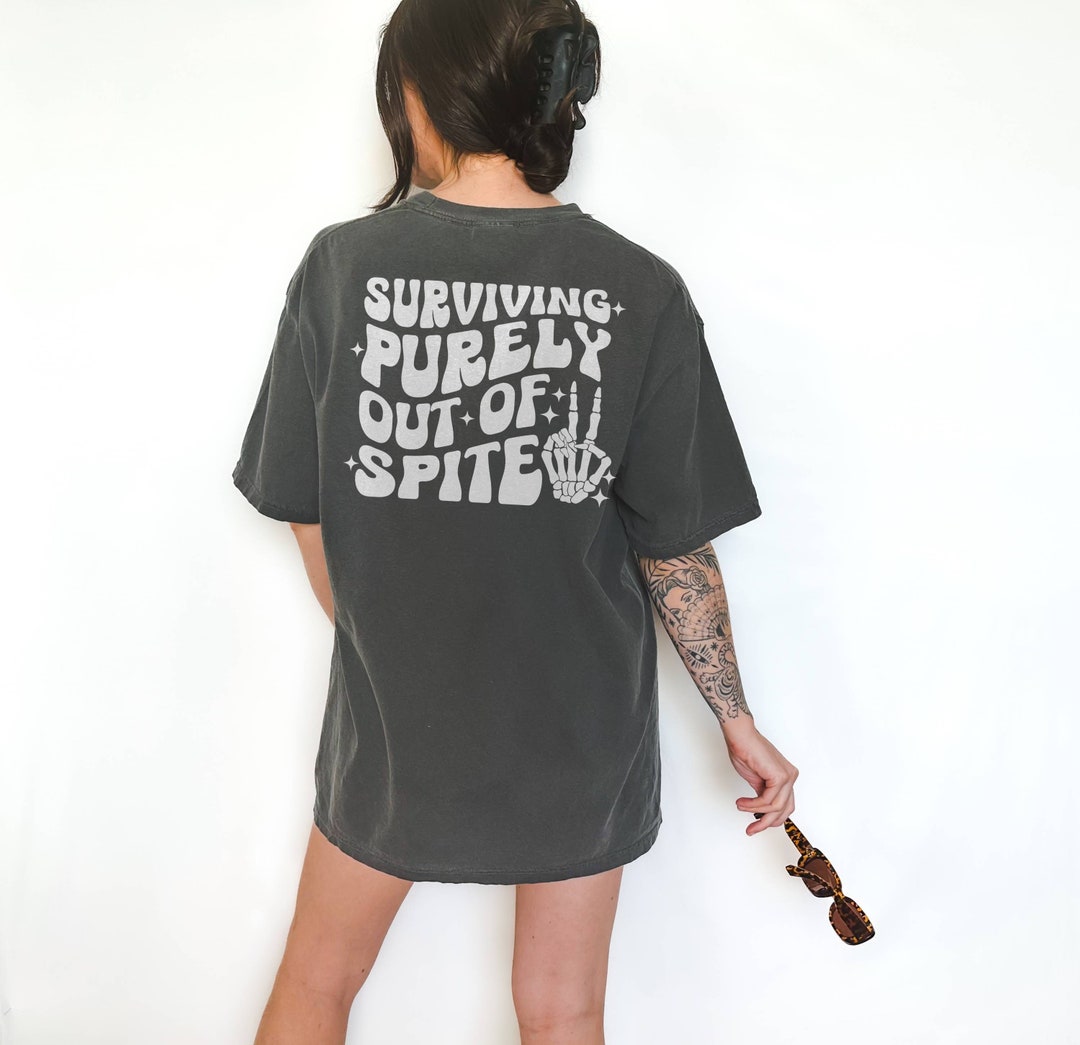 Maglie Con Scritte Divertenti Uomo Surviving Purely Out Of Spite" Shirt Hardcore Shirt - Foto 9