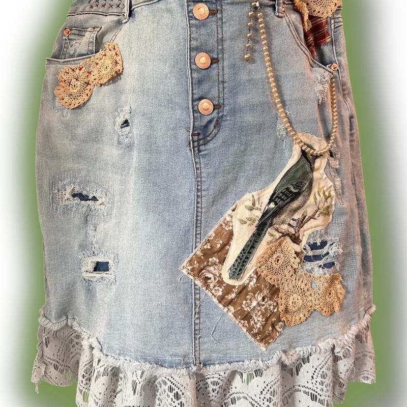 Bohemian flared denim skirt