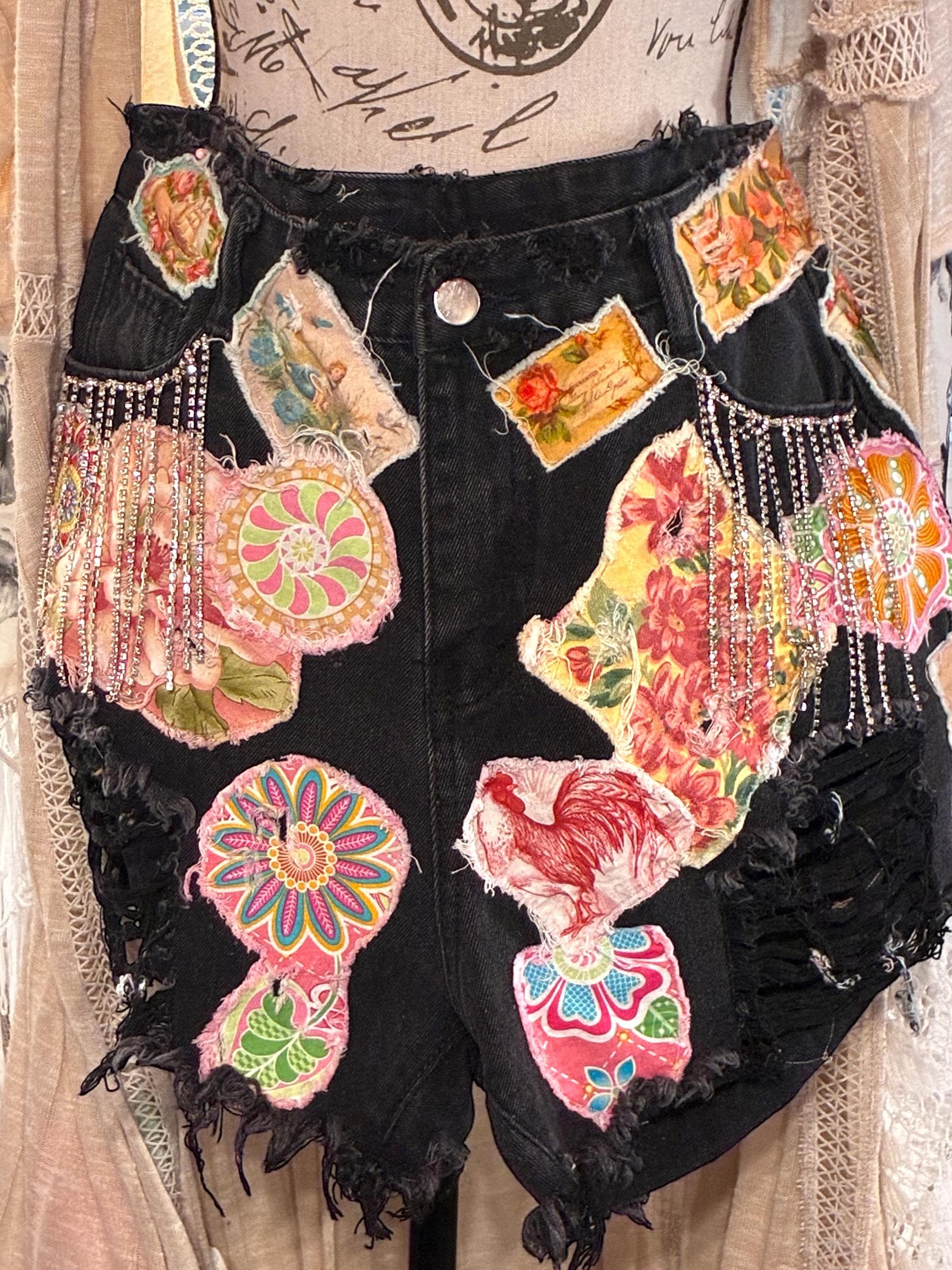 Short En Jean Coupé Decree - Noir à Clous - Taille 1 Junior - Neuf Sans étiquette