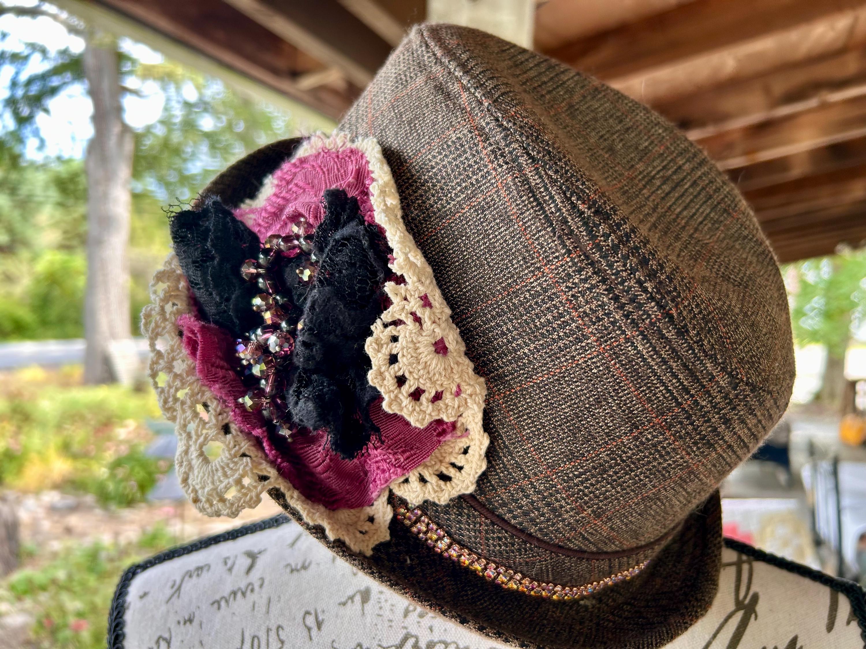 Upcycled Boho Hat: Brown Tweed Handmade Large-xl - Etsy