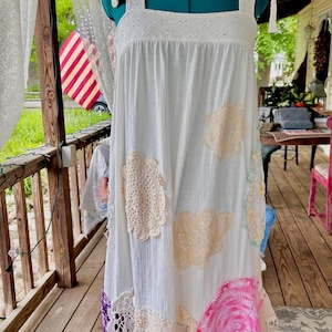 BOHO Summer Dress Repurposed Womens Flowy Gauze Dress Sz L-XL