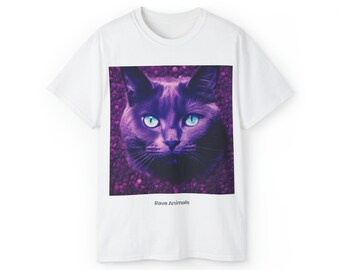 Purple Cat Blue Eyes Unisex Ultra Cotton Tee