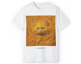 Yellow Cat Spaghetti Style Art Unisex Ultra Cotton Tee