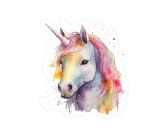 Unicorn Stickers in Watercolor - Kiss-Cut Vinyl Decals