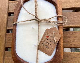 Holzteigschale, Sojawachs, 3 Docht handgegossen, perfektes Geschenk, Home Decor