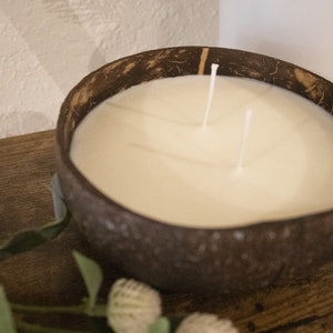 Coconut Bowl, Coconut Shell, 2 Wick Soy Wax Candle image 2