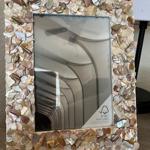 12x18cm, zerquetschter Muschelrahmen, Küstenbilderrahmen, Strandrahmen, tolle Hochzeitsgeschenkidee