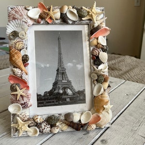 Beach Decor Seashell Frame, Coastal Picture Frame, Great Wedding Gift Idea 5&#39;x7&#39; or 8&quot;x10&quot;