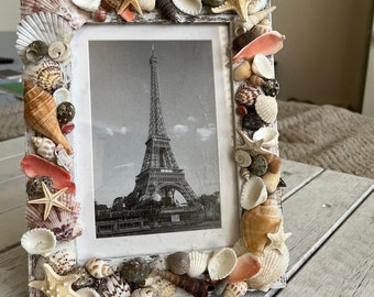 Beach Decor Seashell Frame, Coastal Picture Frame, Great Wedding Gift Idea 5'x7' or 8"x10"