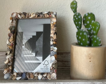 4"x6" Tiny Seashell Frame, Beach Decor, Coastal Picture Frame, Great Wedding Gift, Special Occasion Gift Idea