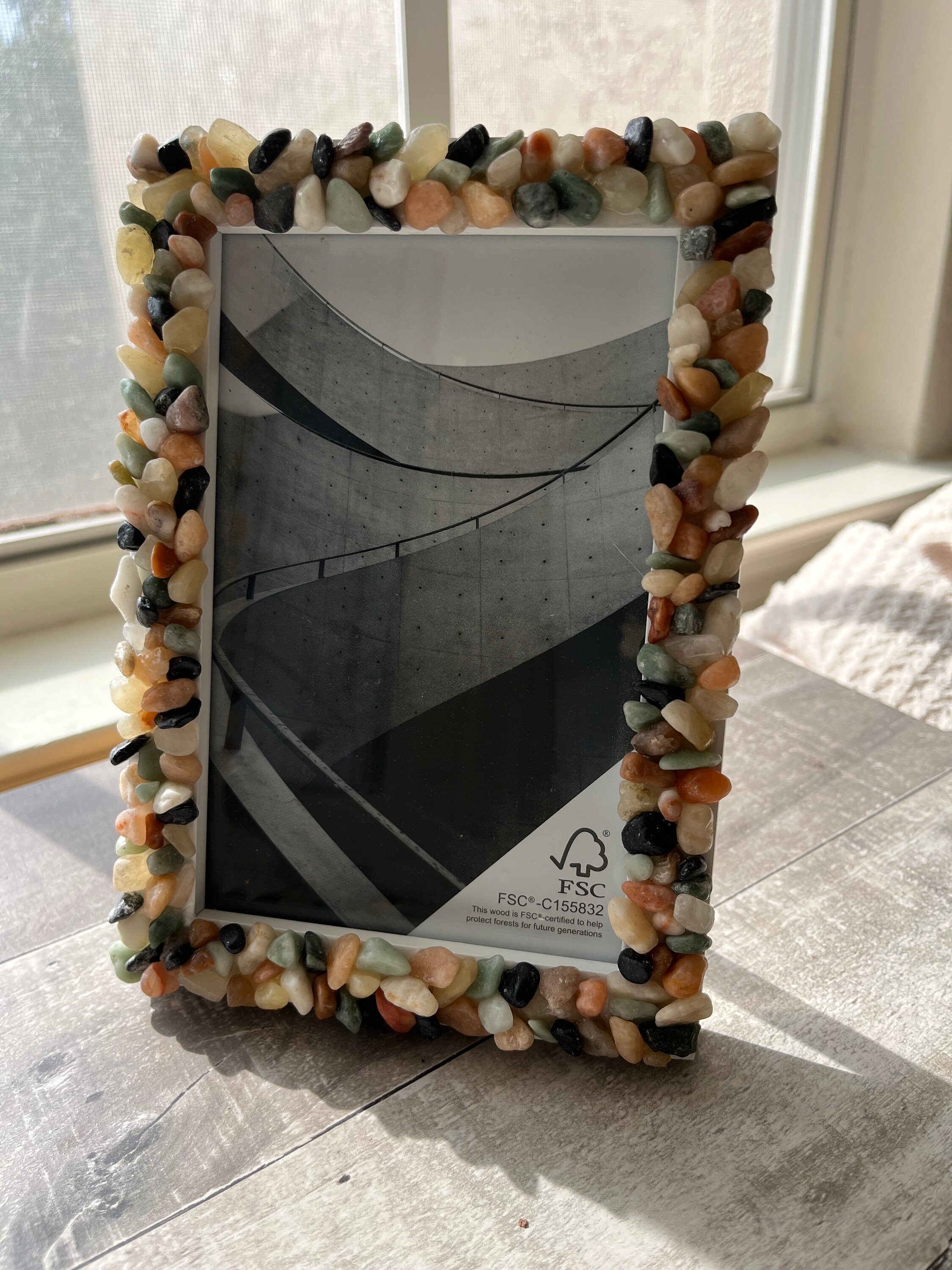 Crushed Marble, Decorative Rock Frame, Wedding Gift Idea, 4x6
