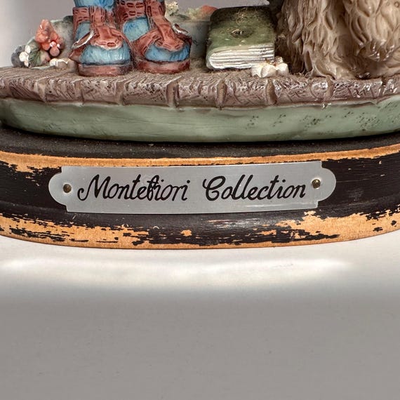 Vintage Montefiori Figurine: Brother & Sister Reading on Garden