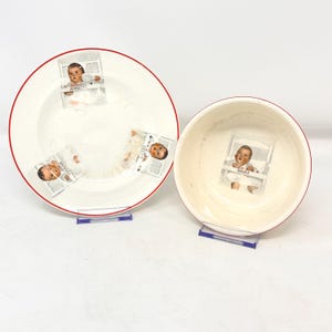 Vintage 1930s Dionne Quintuplets Ceramic Baby Plate and Bowl Set