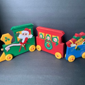 Vintage Wooden Santa Express Train - Christmas Decoration and Child’s Play Toy