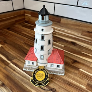 Lefton 1993 Chicago Harbor Lighthouse Historic American Lighthouse Collection - Chicago, IL - 9.5” x 6.5” x 4”