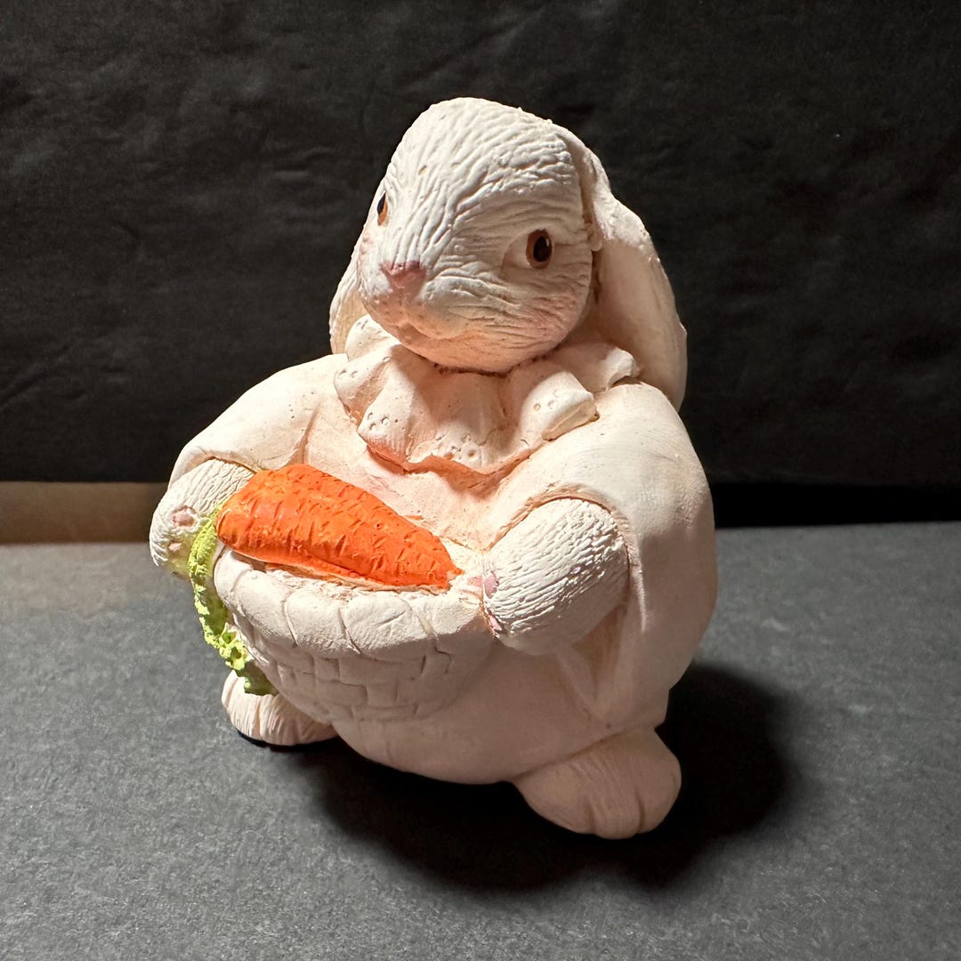 Vintage 1993 Pottery Bunny Rabbit With Carrots - Signed Shayne - Etsy