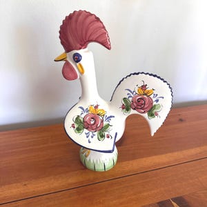 Vtg Portuguese Ceramic Rooster of Barcelos Hand Painted Folk Art Figurine - NOTE