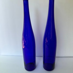 Two Gorgeous Cobalt Blue 19” Tall Decorative Bottles