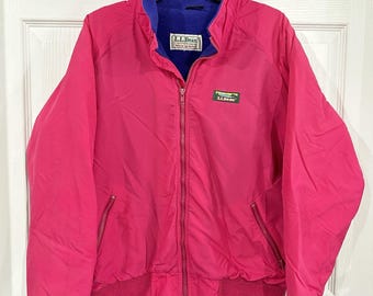 Vintage LL Bean Warm Up Jacket  Women's XL Fleece Lined Nylon Shell - 1990s