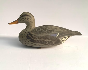 Vintage Realistic Hunting Duck Decoy - Plastic Life-Like Waterfowl - 7” x 14 1/8” x 6”