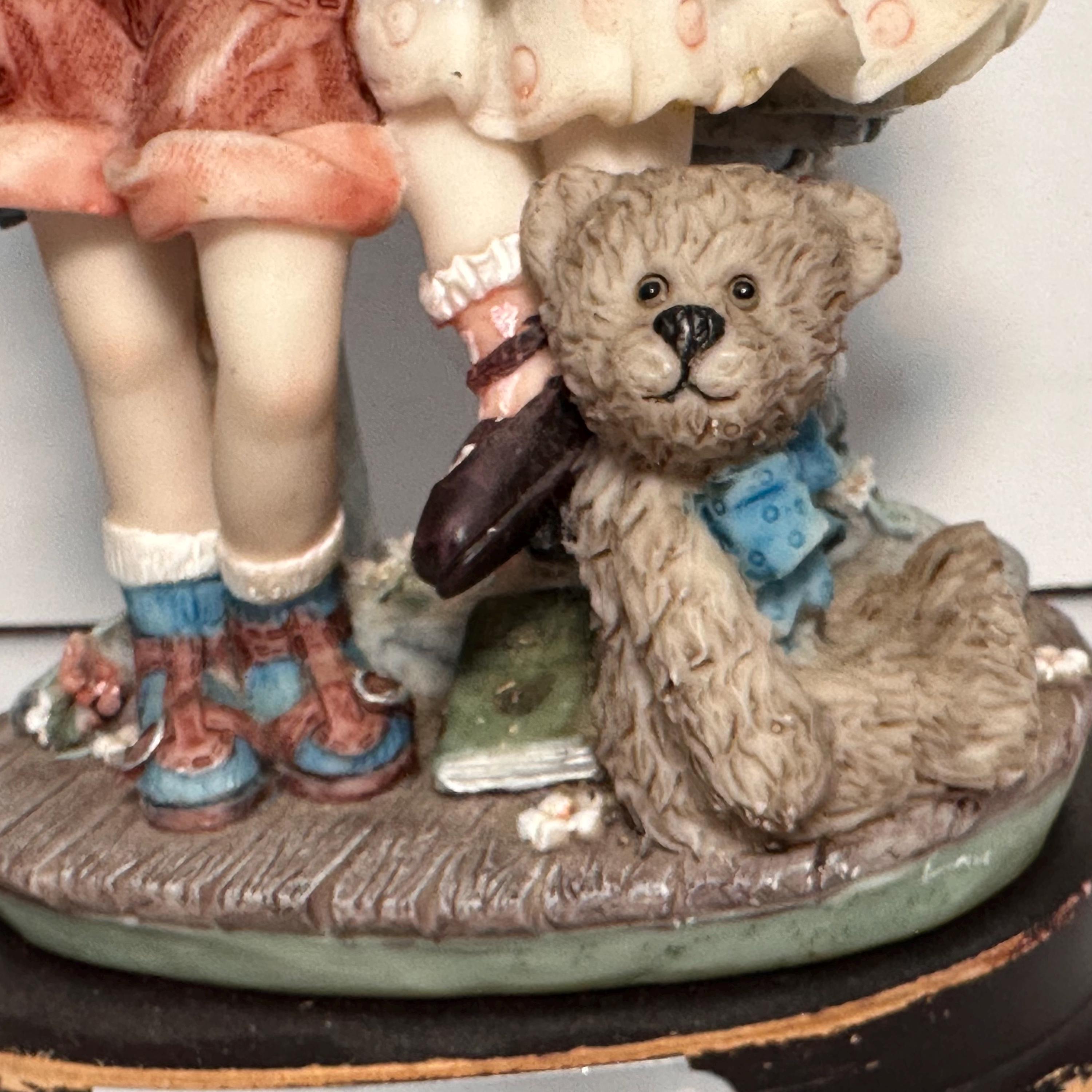 Vintage Montefiori Figurine: Brother & Sister Reading on Garden