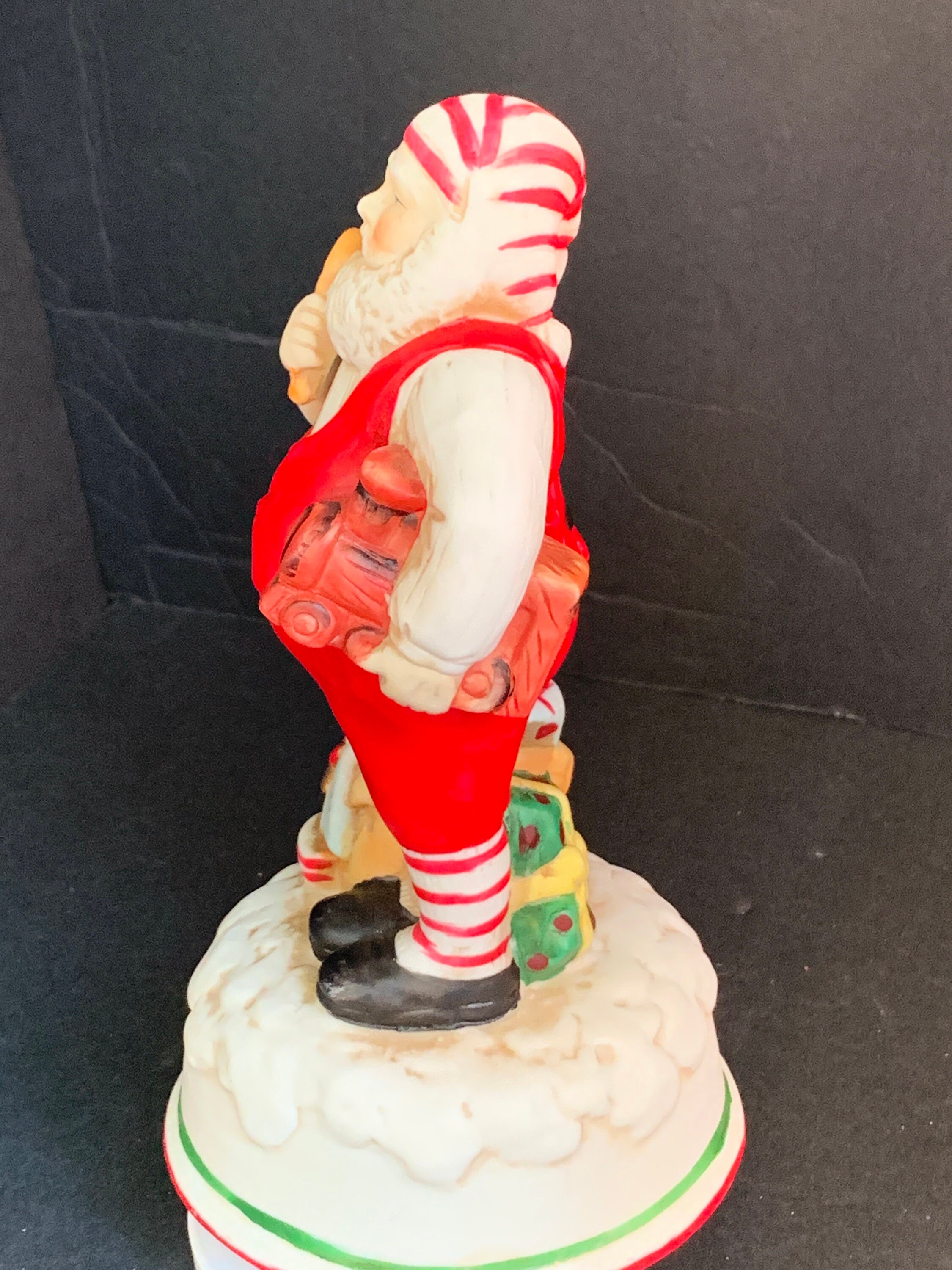Vintage Rotating Santa Music Box: Plays Santa Claus is Coming to
