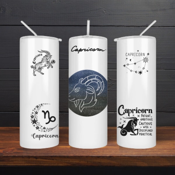 Capricorn Zodiac Tumbler, Capricorn Sign 20oz Skinny Tumbler, Tumbler Sublimation, Digital download, Personally of Capricorn Tumbler